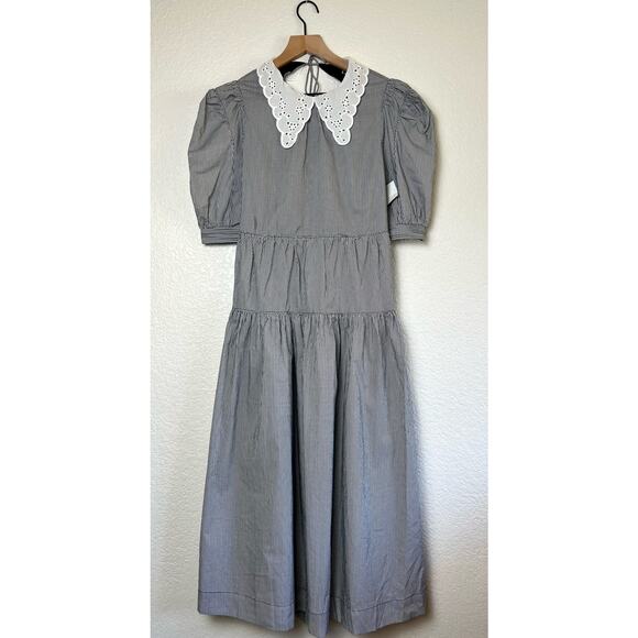 En Saison - TERYLL STRIPE COTTON MIDI DRESS - BLACK - Medium - NWT - Picture 3 of 9